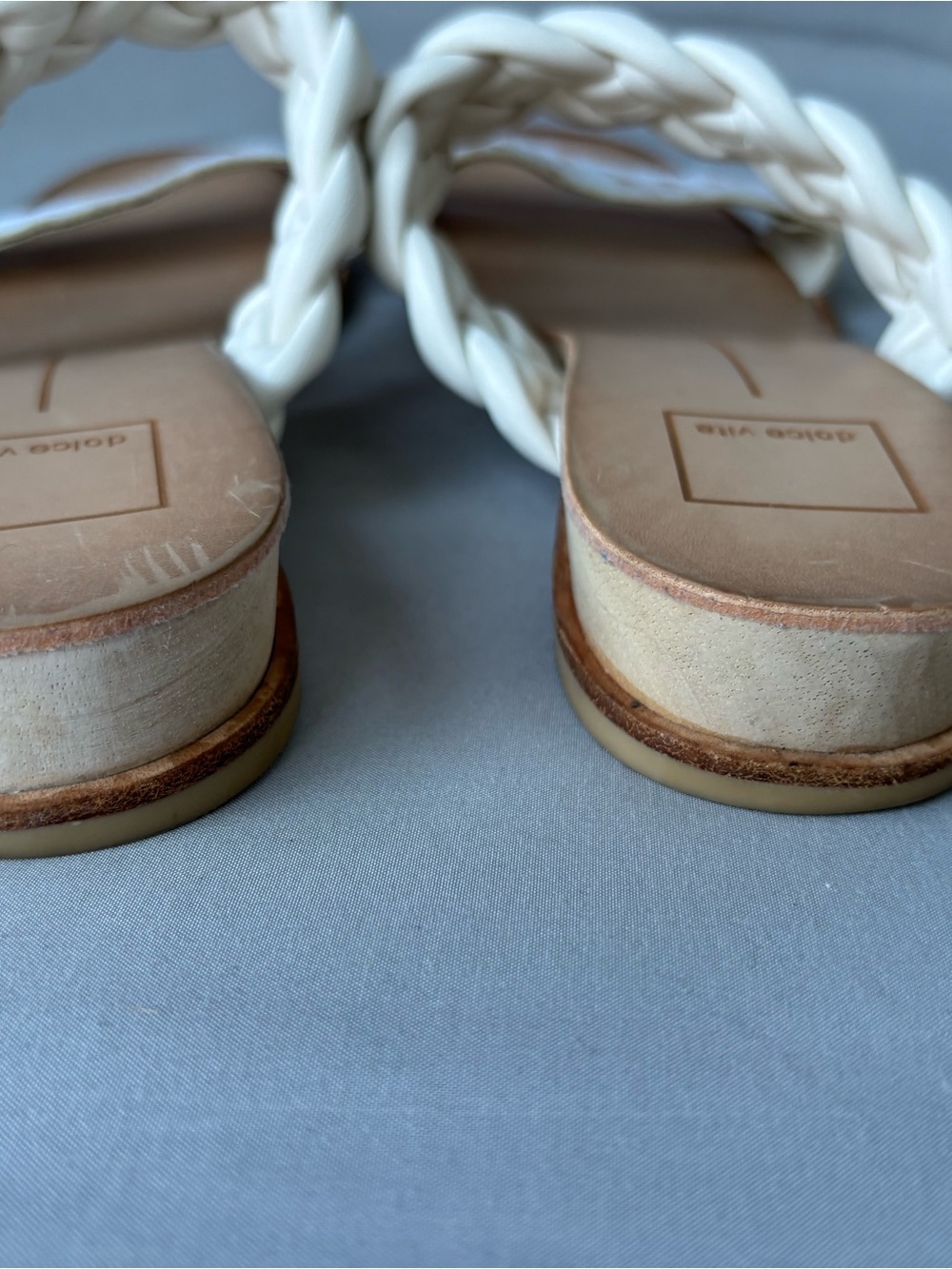 Dolce Vita White Braided and Speckled Haircalf Slide Sandals - Picture 4 of 5